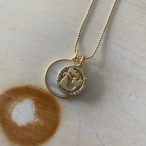 Spartina mermaid gold disk pendant charm mother of Pearl necklace new with tags